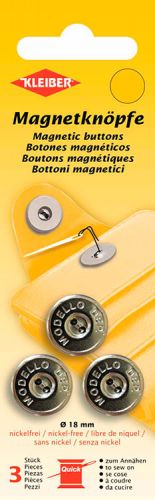 Кнопки магнитные, диаметр 18мм, цвет серебра, 3шт в упаковке, Kleiber, 711-25