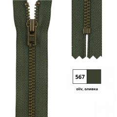 Застежка-молния тип 3 (4,5мм), неразъемная, длина 8см, YKK, 0643475/8 (567, oliv, оливка)