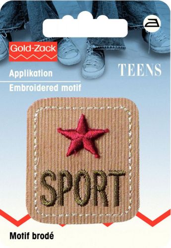 Термоаппликация квадратный джинсовый ярлык бежевого цвета Sport 925634