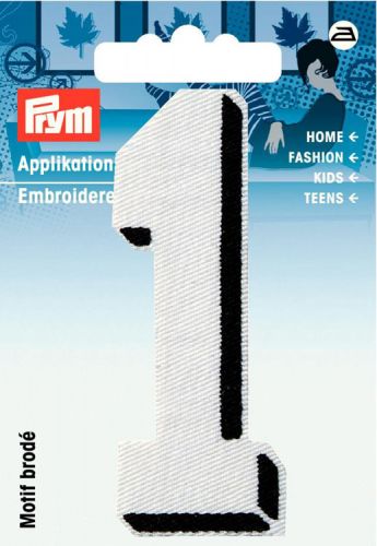 Термоаппликация Цифра 1, мал., белый цв., черная рамка 925876