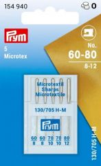 Иглы для швейных машин с плоской колбой 130/705 H-M, микротекс № 60-80, сталь, Prym, 154940