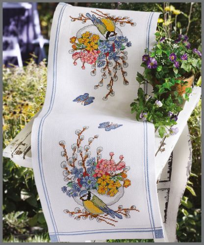 Набор для вышивания Anchor: салфетка-дорожка "Bluetit And Flowers", MEZ Венгрия, 9240000-02114