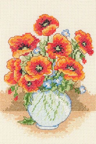 Набор для вышивания Anchor "Poppy Vase" 23*16см, MEZ Венгрия, AK122
