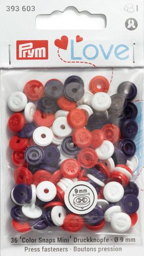 Серия "Prym Love" - Набор кнопок "Color Snaps Mini" с имитацией стежка, диаметр 9мм, Prym, 393603