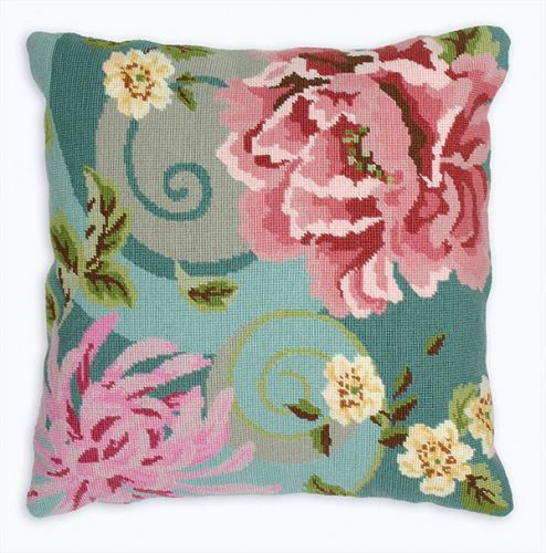 Набор для вышивания Anchor: наволочка "Floral Swirl in Green" 40*40см, MEZ Венгрия, ALR01