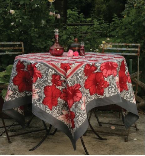 Скатерть "Exotic flower grey-red" 180*270см, Mas d'Ousvan, 28.15.270