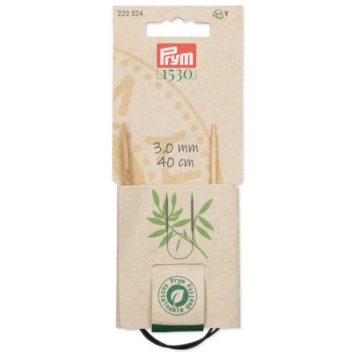 Серия "Prym 1530" - Спицы круговые 3мм/40см, бамбук, натуральный, Prym, 222524