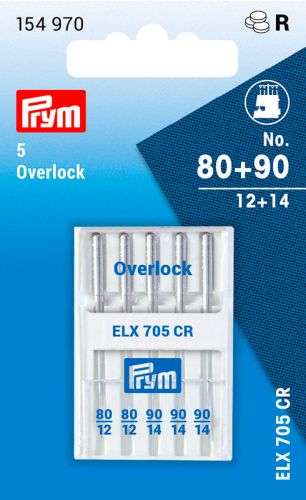 Иглы для оверлока и коверлока ELX 750 CR "Overlock" № 80-90, cталь xромированная, Prym, 154970
