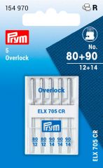 Иглы для оверлока и коверлока ELX 750 CR "Overlock" № 80-90, cталь xромированная, Prym, 154970