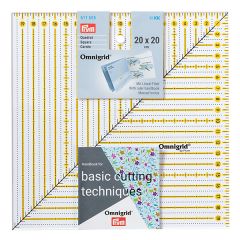 Серия "Omnigrid" - Линейка для пэчворка 20*20см, пластик, прозрачный/желтый, Prym, 611655