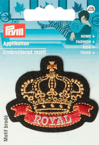 Термоаппликация "Корона ROYAL" 59*49мм, 100% полиэстер, золотистый/красный/черный, Prym, 926678