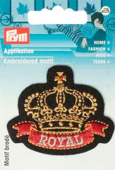 Термоаппликация "Корона ROYAL" 59*49мм, 100% полиэстер, золотистый/красный/черный, Prym, 926678