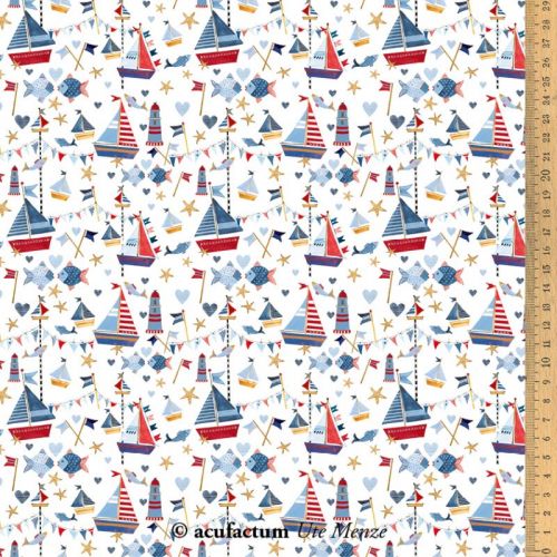 Ткань "Парусные лодки", ширина 145см, 100% хлопок, Acufactum, 3523-796