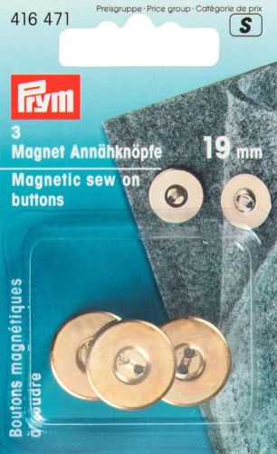 Магнитные пуговицы, д/сумок, одежды, 19мм золотистый, 3шт в блистере 416471
