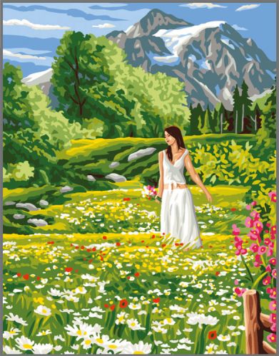 Канва-страмин Royal Paris с рисунком "La Prairie" 47,5*37см, MEZ Венгрия, 9880132-00203