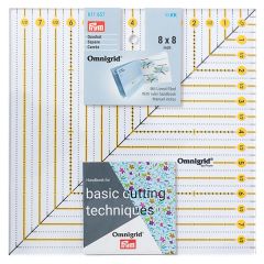Серия "Omnigrid" - Линейка для пэчворка 8*8 дюйм, пластик, прозрачный/желтый, Prym, 611657